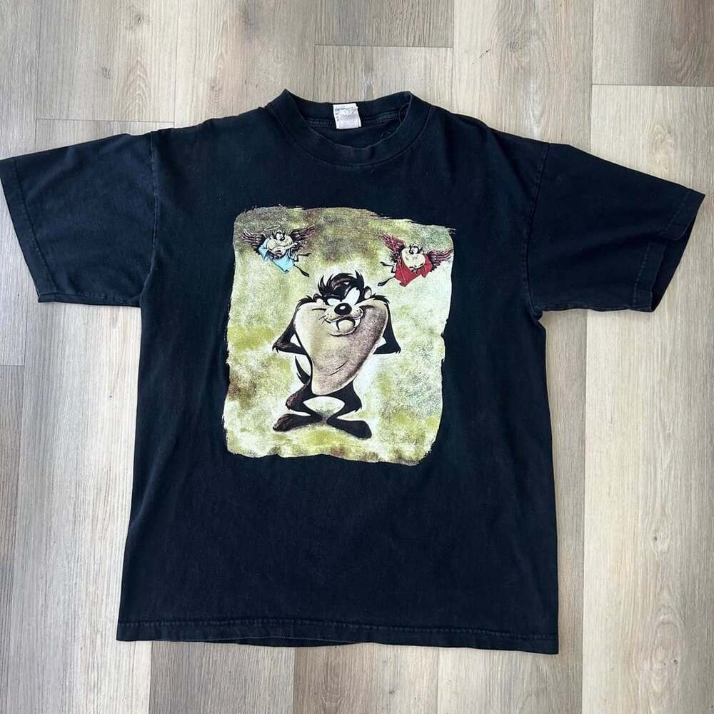 Looney Tunes Tasmanian Devil T-Shirt Size Large Vintage 1997 Black Cotton